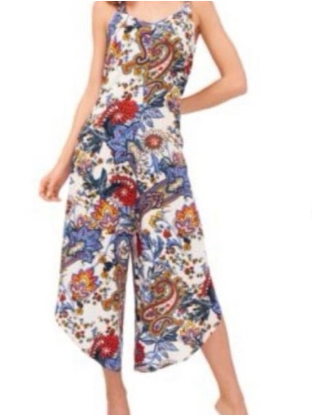 Vince Camuto Women's 1X Floral Paisley Print Cropped Jumpsuit Romper